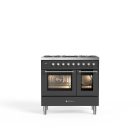 Genova 90 cm Four double Gaz Cuisinière – Graphite mat